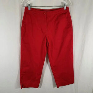 Liz Golf Capris Women's 10 Solid Red Mid Rise Pockets Cotton Blend Liz Claiborne